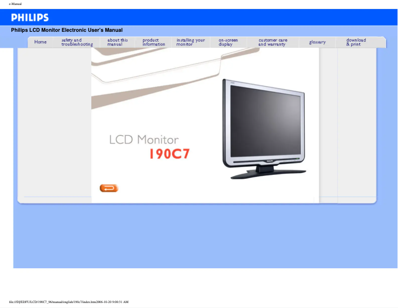 First page image of the manual for Brilliance 200P7MG