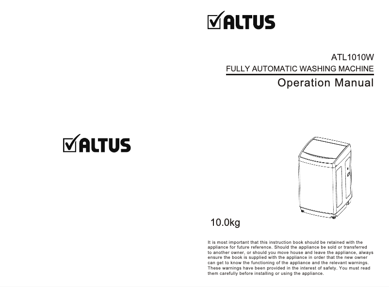 Page 1 of the manual User Manual Altus ATL1010W