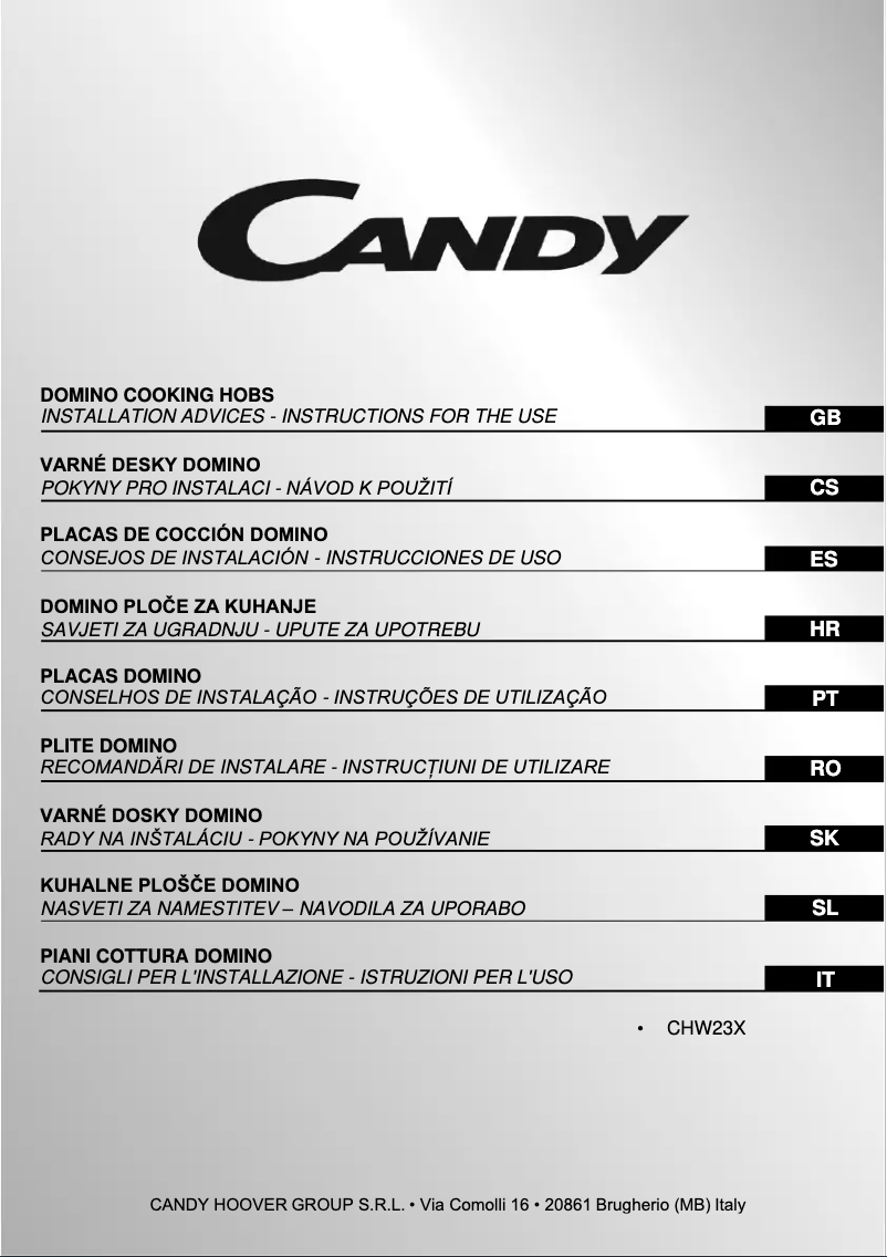Page 1 of the manual User Manual Candy CHW23X