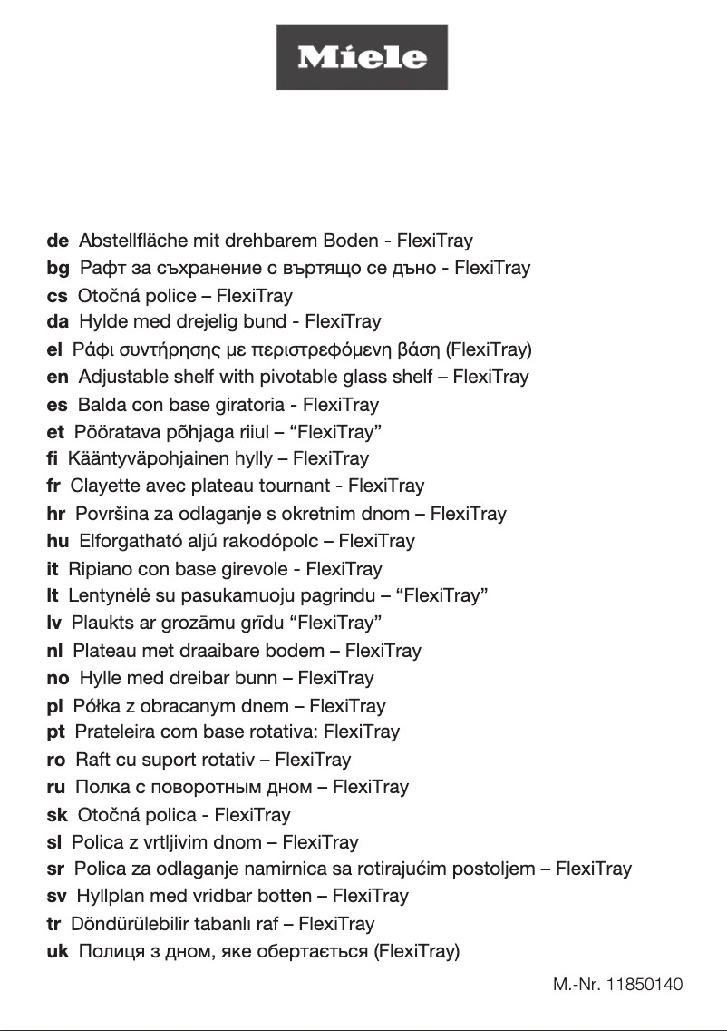 Page 1 of the manual User Manual Miele KFT 7000