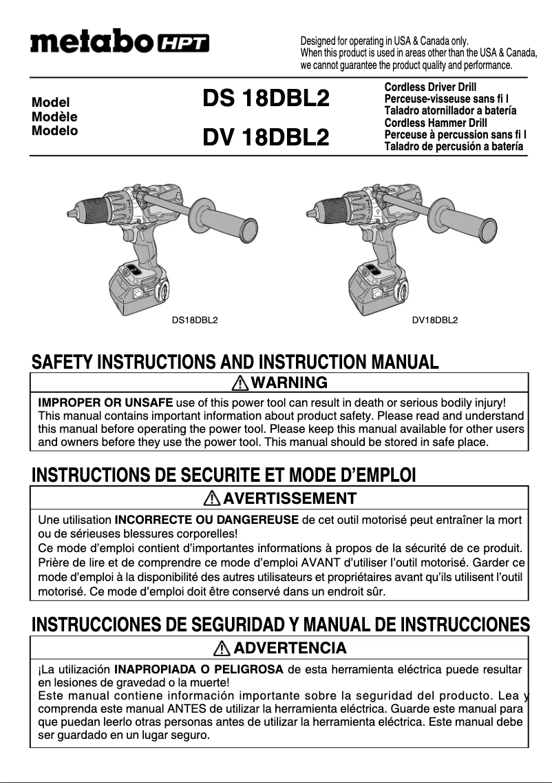 First page image of the manual for DS 18DBL2