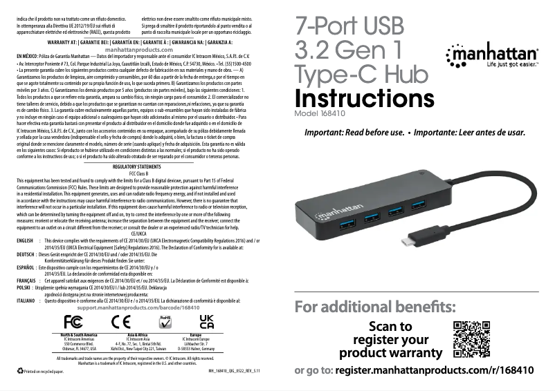 Image de la première page du manuel de l'appareil 168410