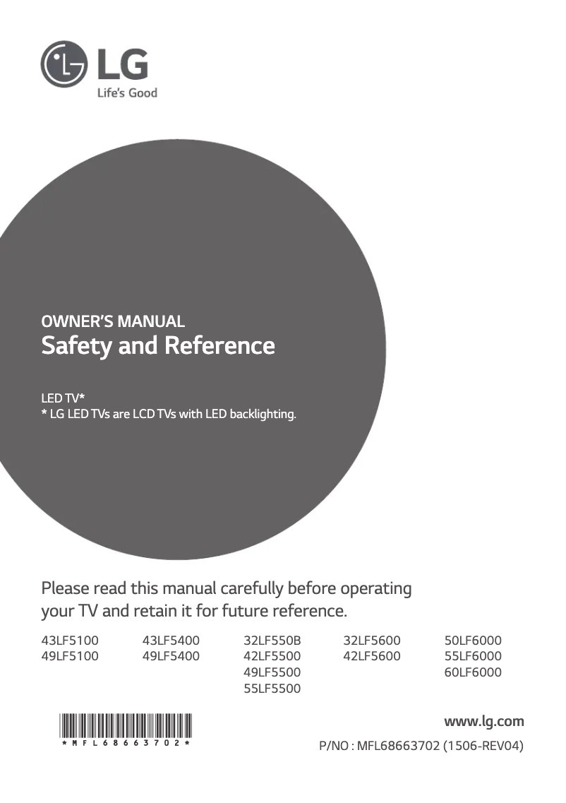 First page image of the manual for 50LF6000