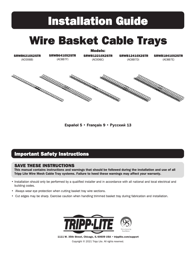 Page 1 of the manual User Manual Tripp Lite SmartRack SRWB6210X2STR