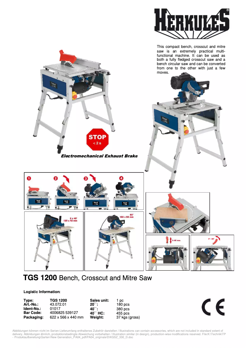 Page 1 of the manual User Manual Herkules TGS 1200