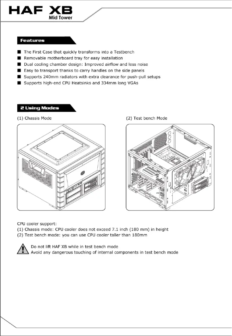 First page image of the manual for HAF XB