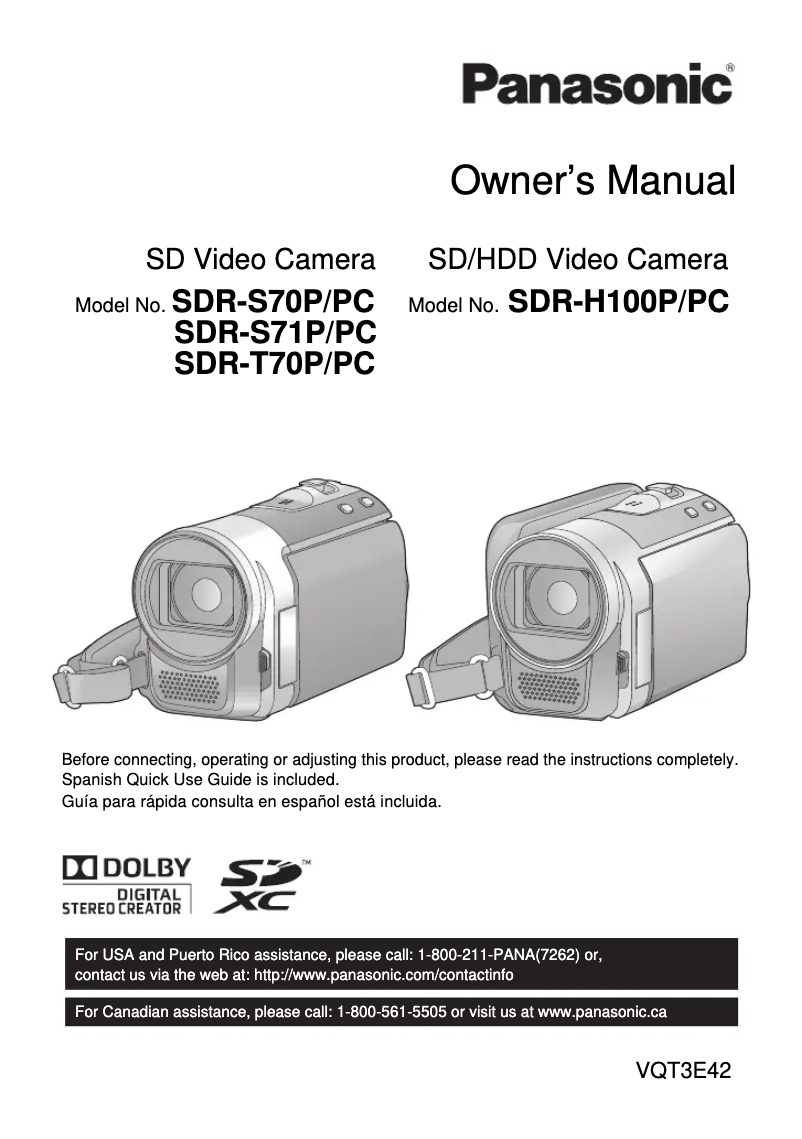 Page 1 of the manual User Manual Panasonic SDR-S71P