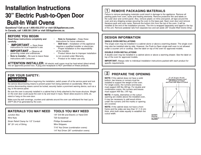 Page 1 of the manual Installation Guide Monogram ZTDX1DSSN