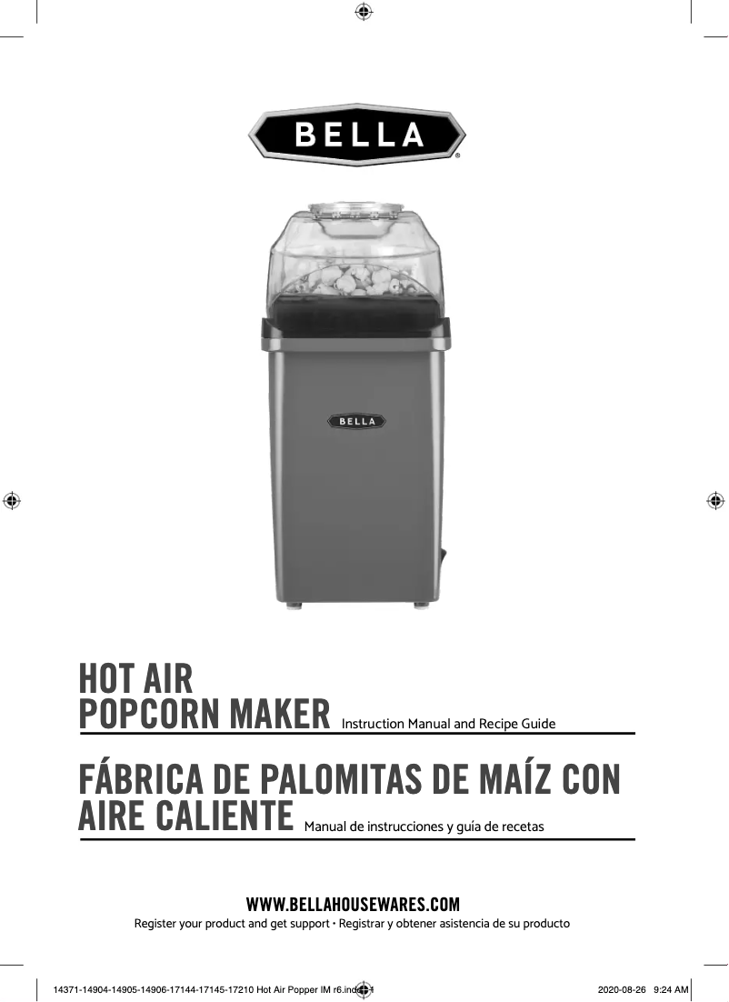 First page image of the manual for Hot Air Popcorn Maker