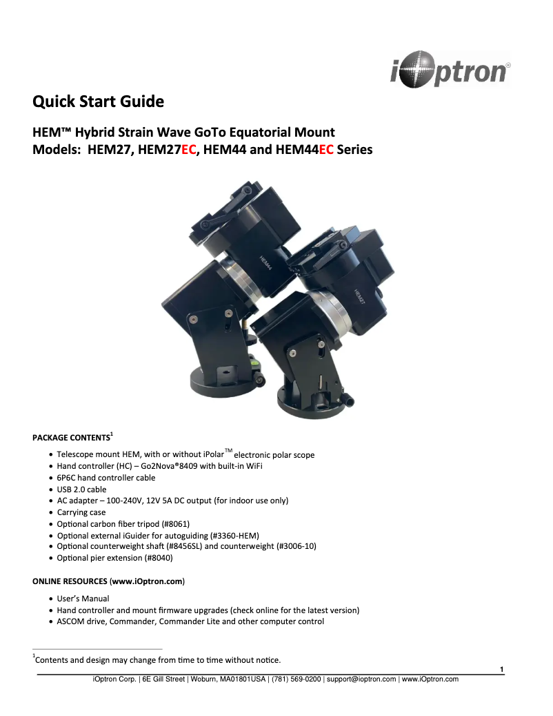 First page image of the manual for HEM44