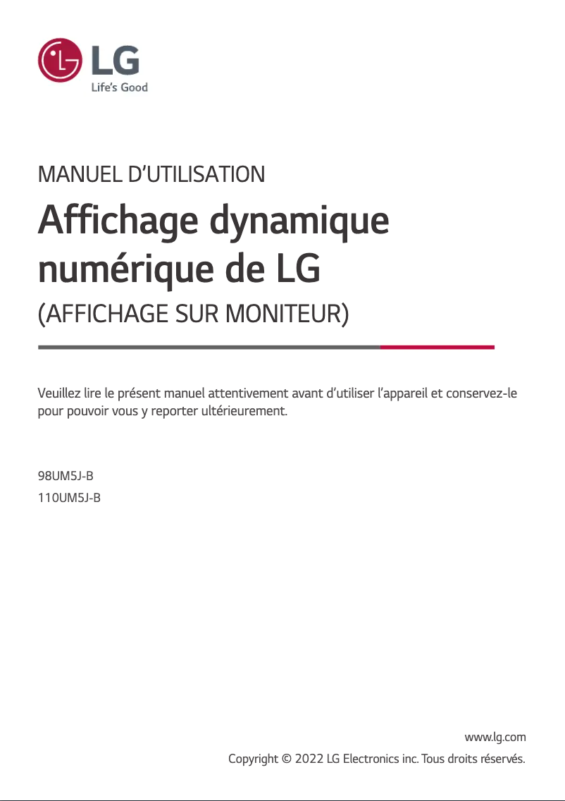 First page image of the manual for 98UM5J