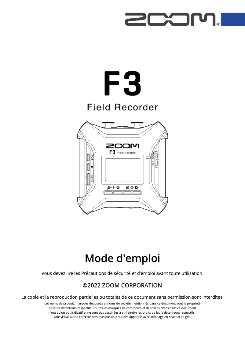 First page image of the manual for F3