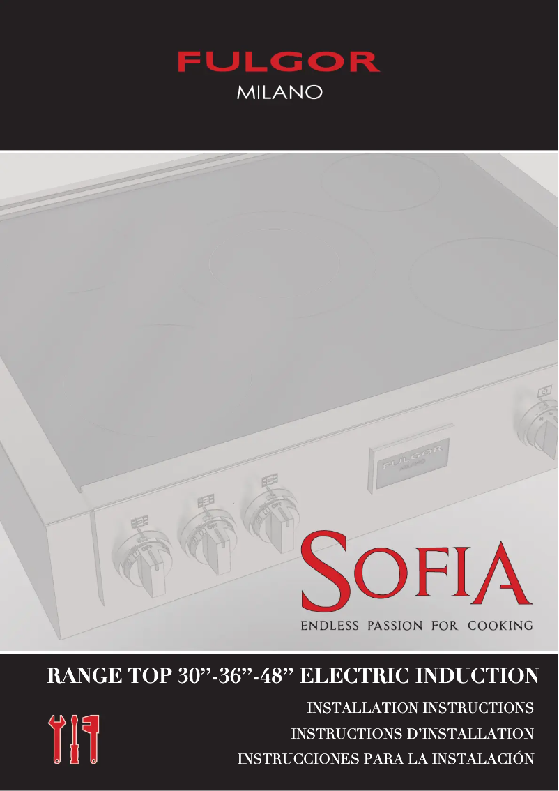 Page 1 of the manual Installation Guide Fulgor Milano F6IRT485GS1