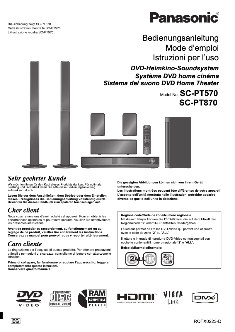 First page image of the manual for SC-PT570