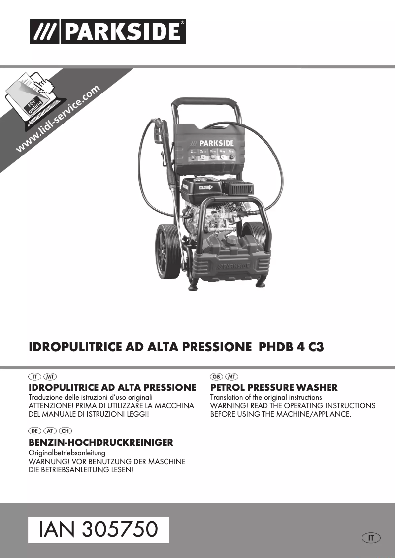 First page image of the manual for PHDB 4 C3