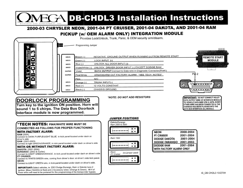 First page image of the manual for DB-CHDL-3