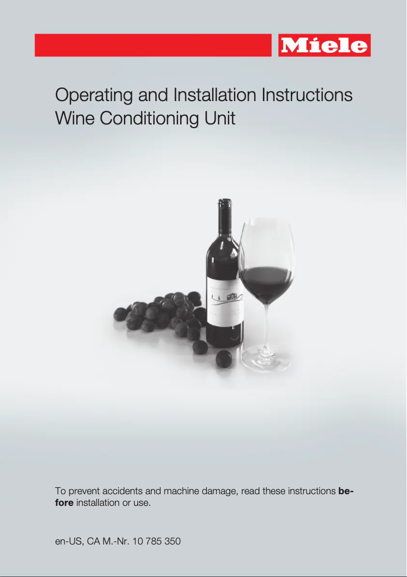 Page 1 of the manual Installation Guide Miele MasterCool KWT 2661 ViS