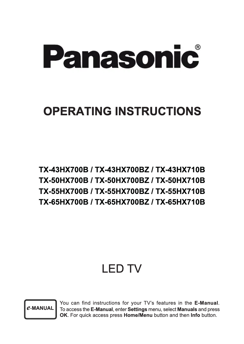 Page 1 of the manual User Manual Panasonic TX-65HX700BZ