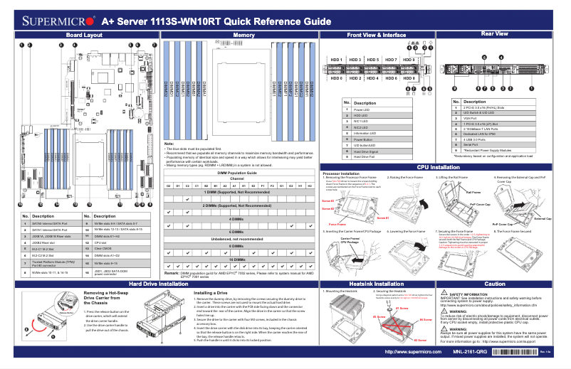 First page image of the manual for A+ Server 1113S-WN10RT