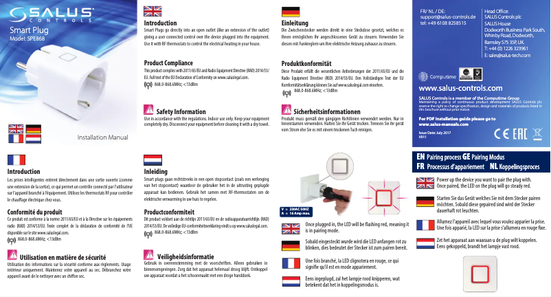 Page 1 of the manual User Manual Salus SPE868