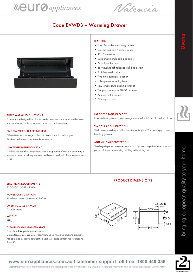 First page image of the manual for Valencia EVWDB