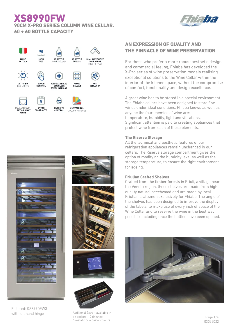 Page 1 of the manual Technical Sheet Fhiaba XS8990FW3A