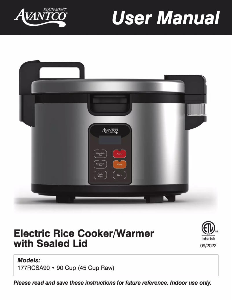 First page image of the manual for RW92