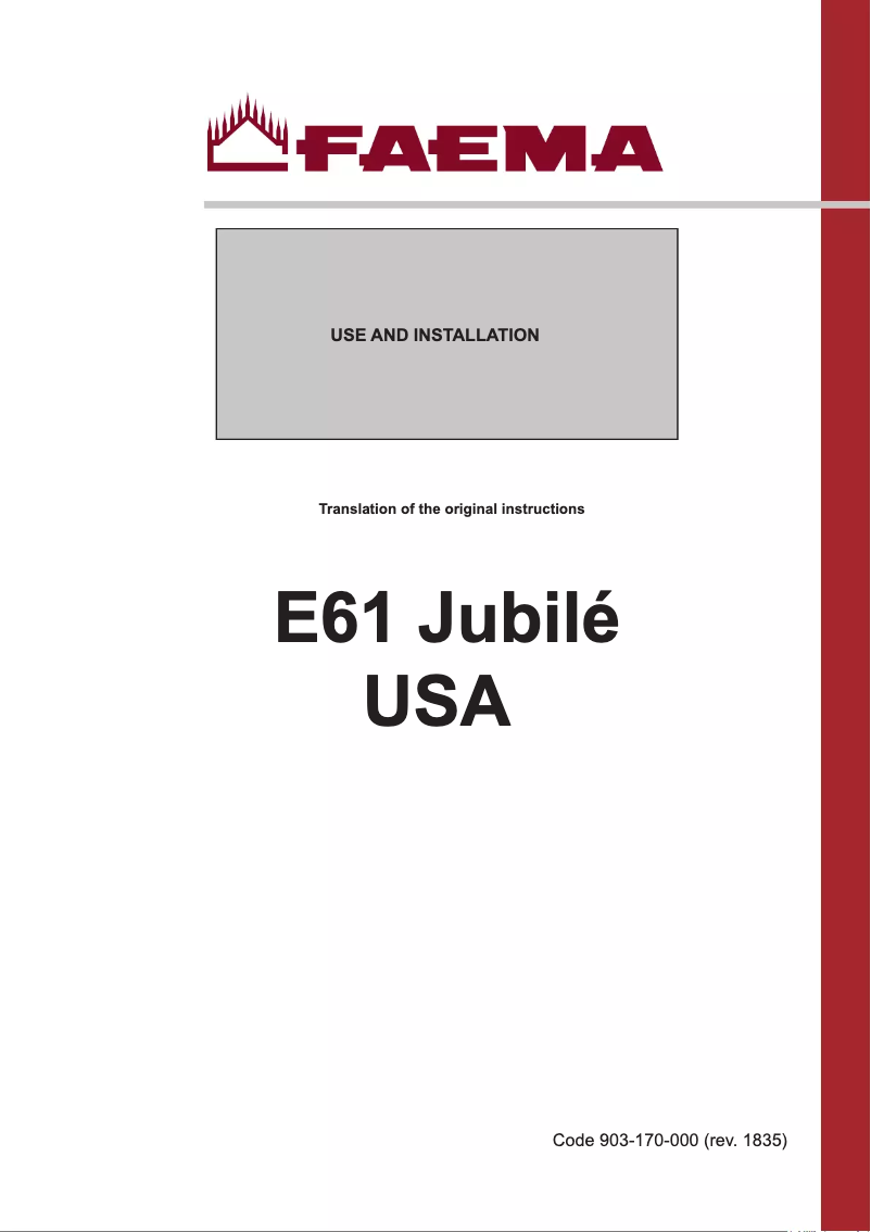 First page image of the manual for E61 Jubile