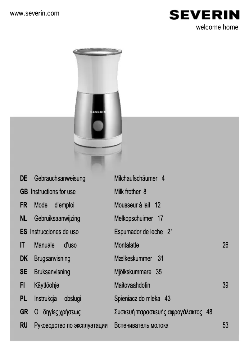 Page 1 of the manual User Manual Severin SM 3580