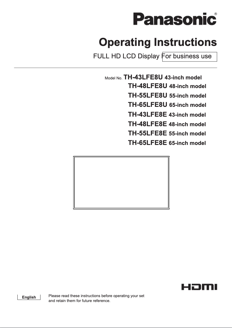 First page image of the manual for TH-48LFE8