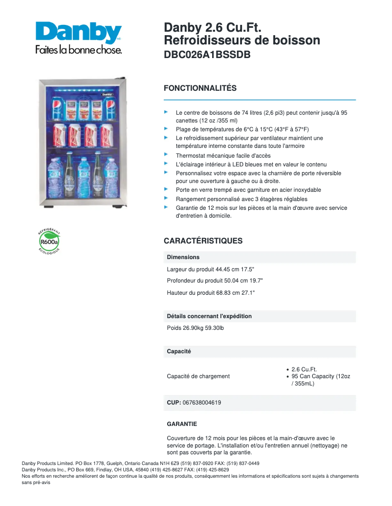 First page image of the manual for DBC026A1BSSDB