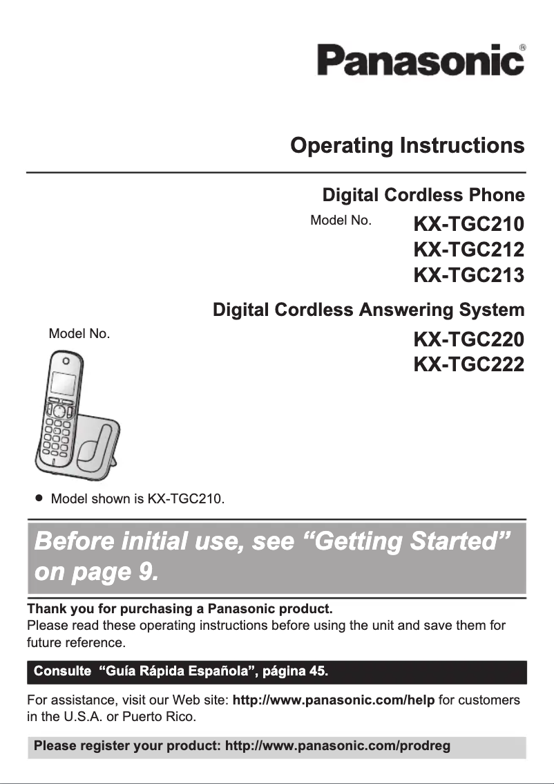 First page image of the manual for KX-TGC222S