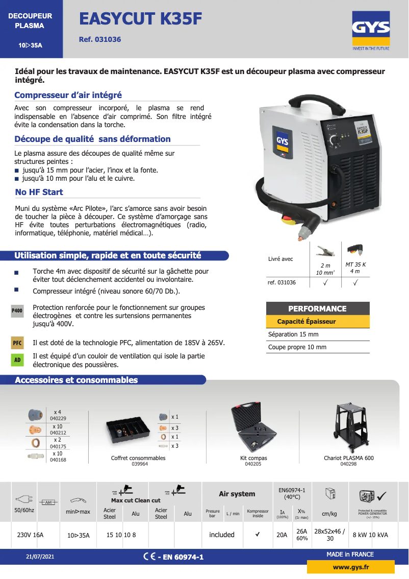 First page image of the manual for Easycut K35F