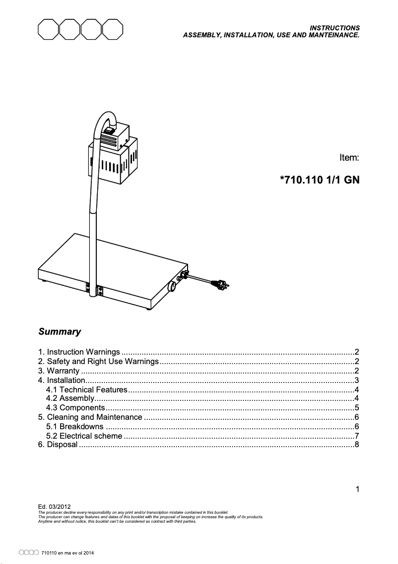 Page 1 of the manual User Manual Emga 710110