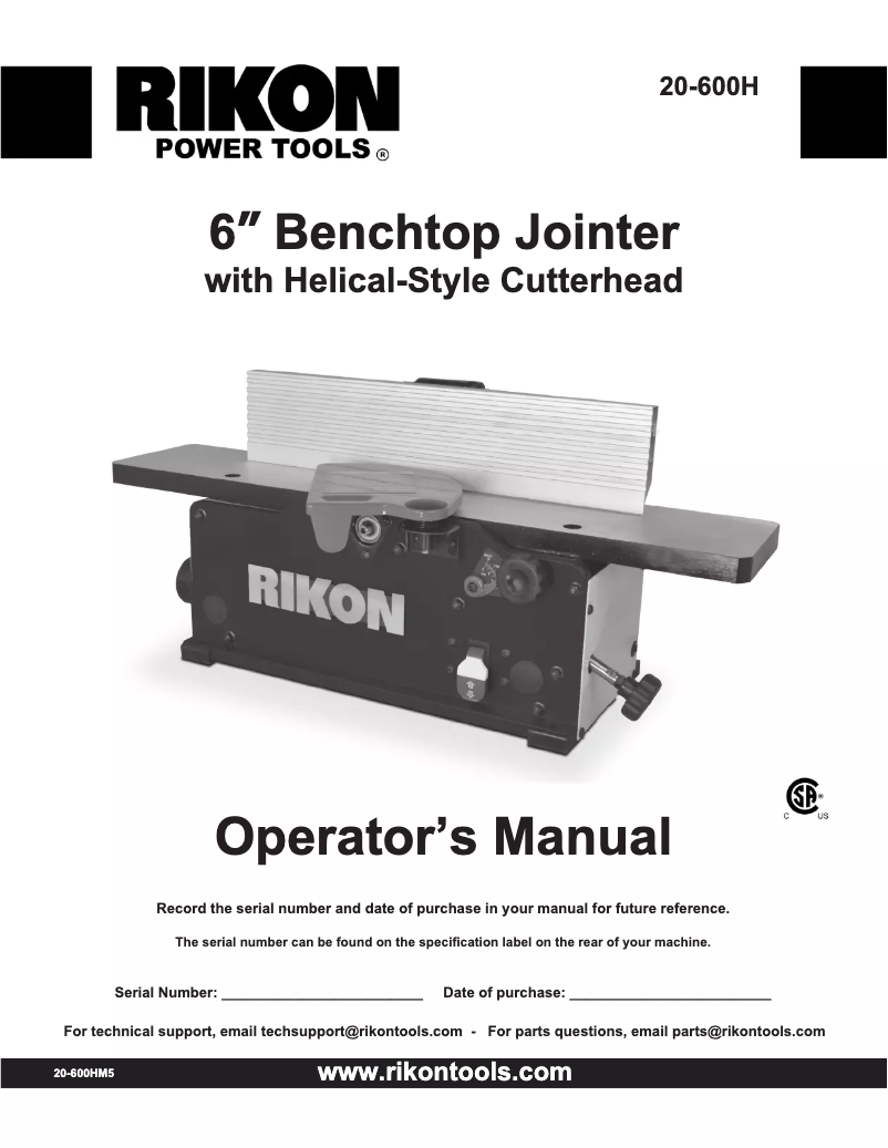 Page 1 of the manual User Manual RIKON 20-600H