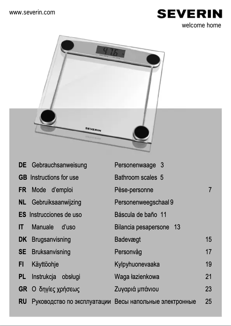 Page 1 of the manual Instruction Manual Severin PW 7009
