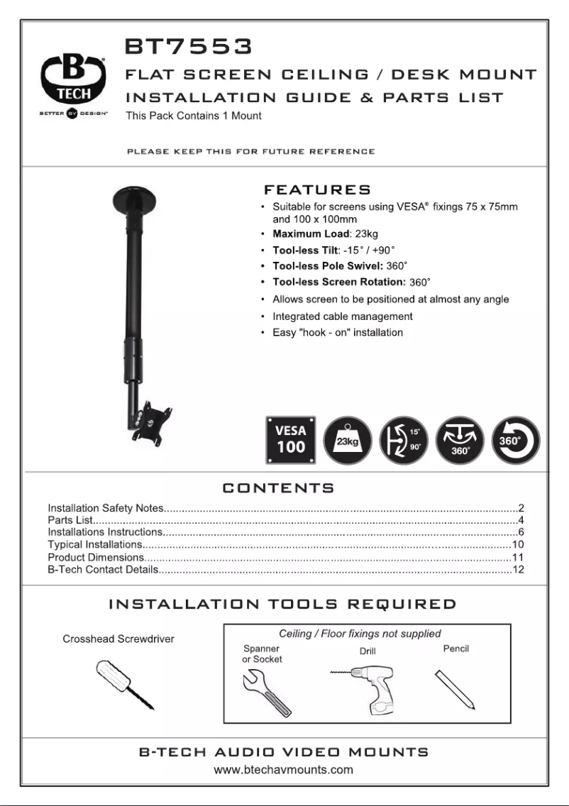 First page image of the manual for BT7553-025