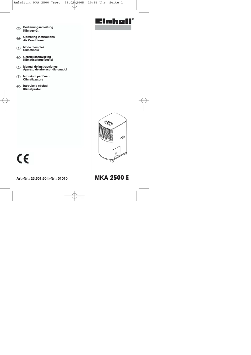 Page 1 of the manual User Manual Einhell MKA 2500