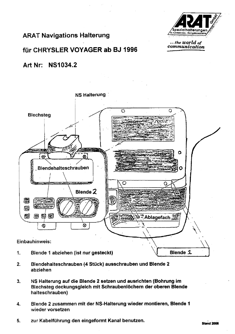 Page 1 of the manual User Manual Arat NS1034.2