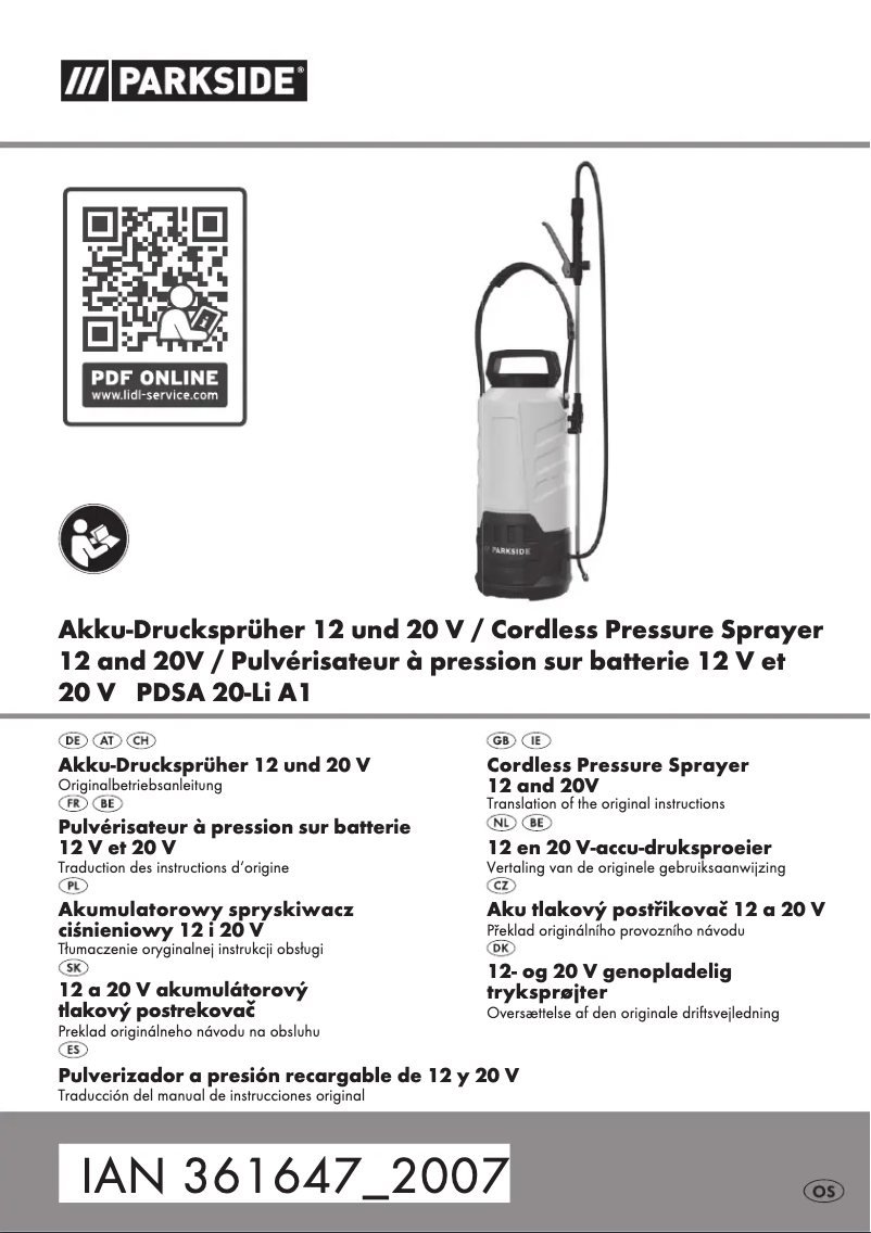 First page image of the manual for PDSA 20-Li A1