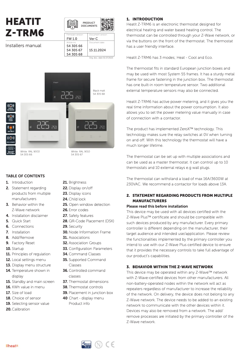 Page 1 of the manual User Manual Heatit Z-TRM6