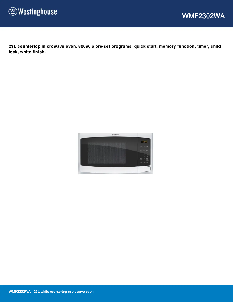 Image de la première page du manuel de l'appareil WMF2302WA