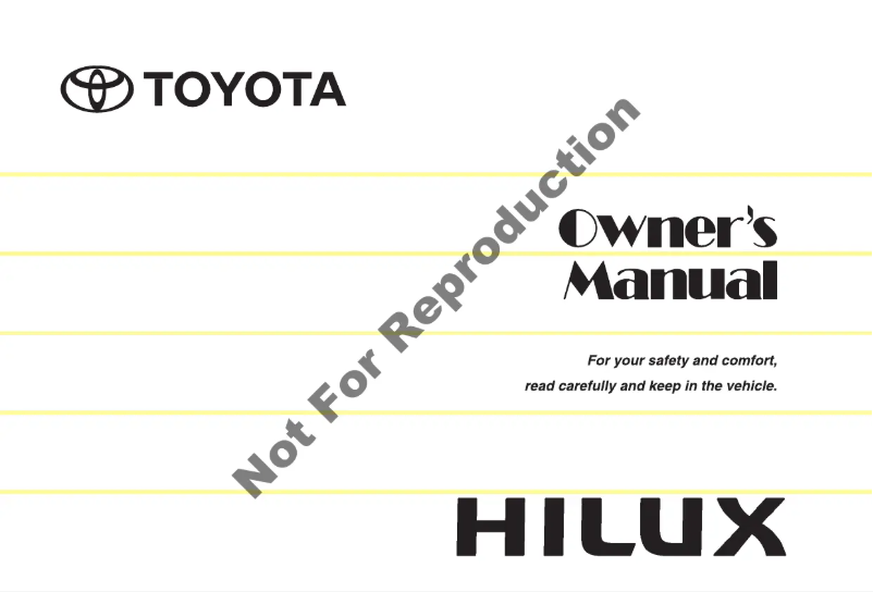 First page image of the manual for Hilux (2013)