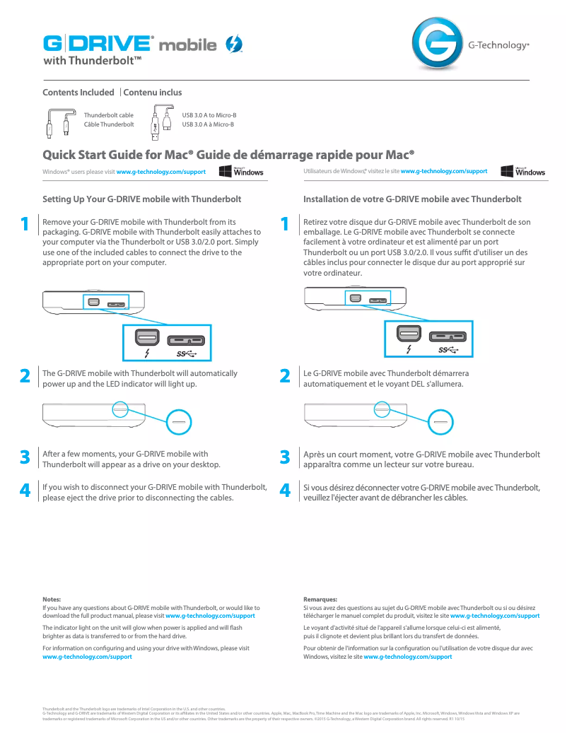 Page 1 of the manual Installation Guide G-Technology G-Drive Mobile Thunderbolt
