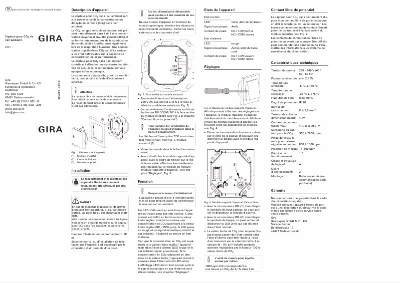 Page 1 of the manual User Manual Gira 2381