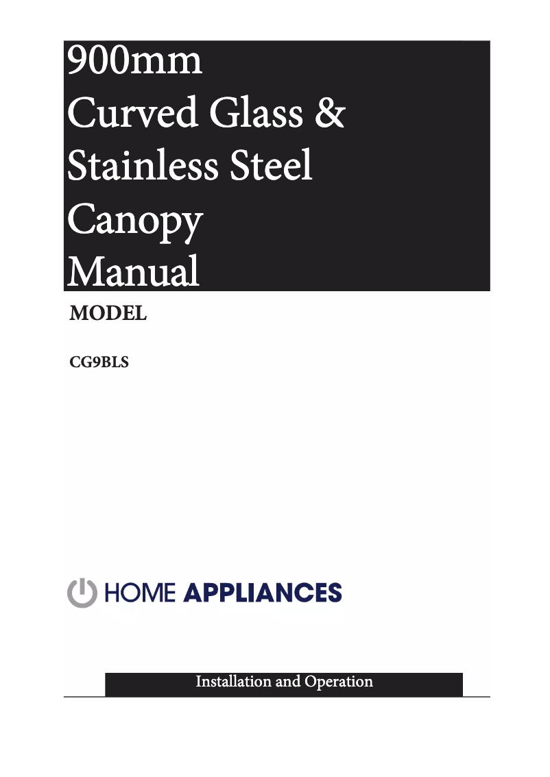 First page image of the manual for CG9BLS