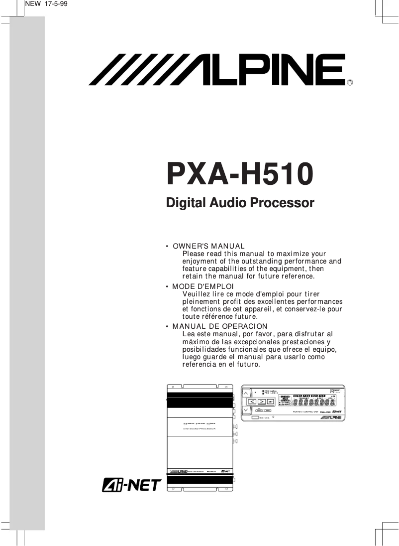 Page 1 of the manual User Manual Alpine PXA-H510