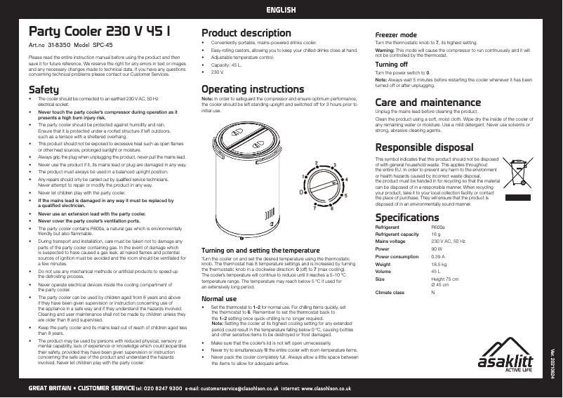 Page 1 of the manual User Manual Asaklitt SPC-45