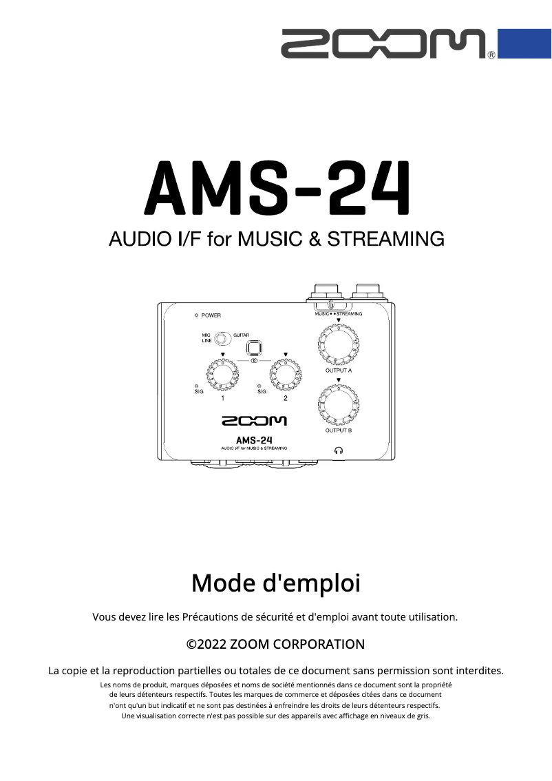 First page image of the manual for AMS-22