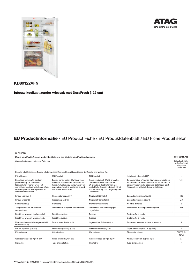 First page image of the manual for KD80122AFN